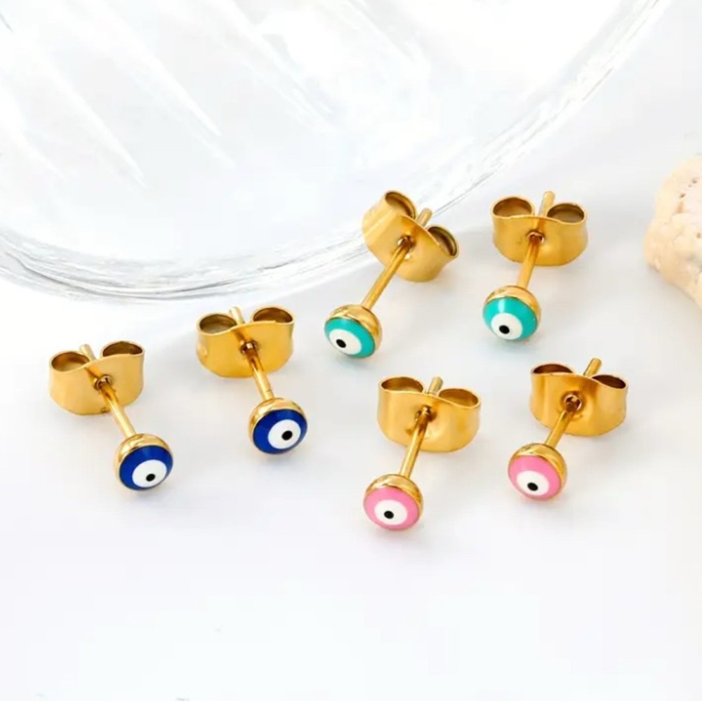 (3) Pairs Evil Eye Stud Earrings